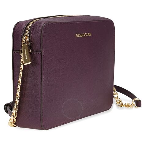 michael kors jet set large saffiano leather crossbody damson|Michael Kors jet set crossbody.